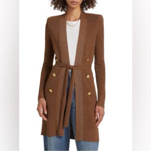 L'AGENCE noe double breasted cardigan in fawn